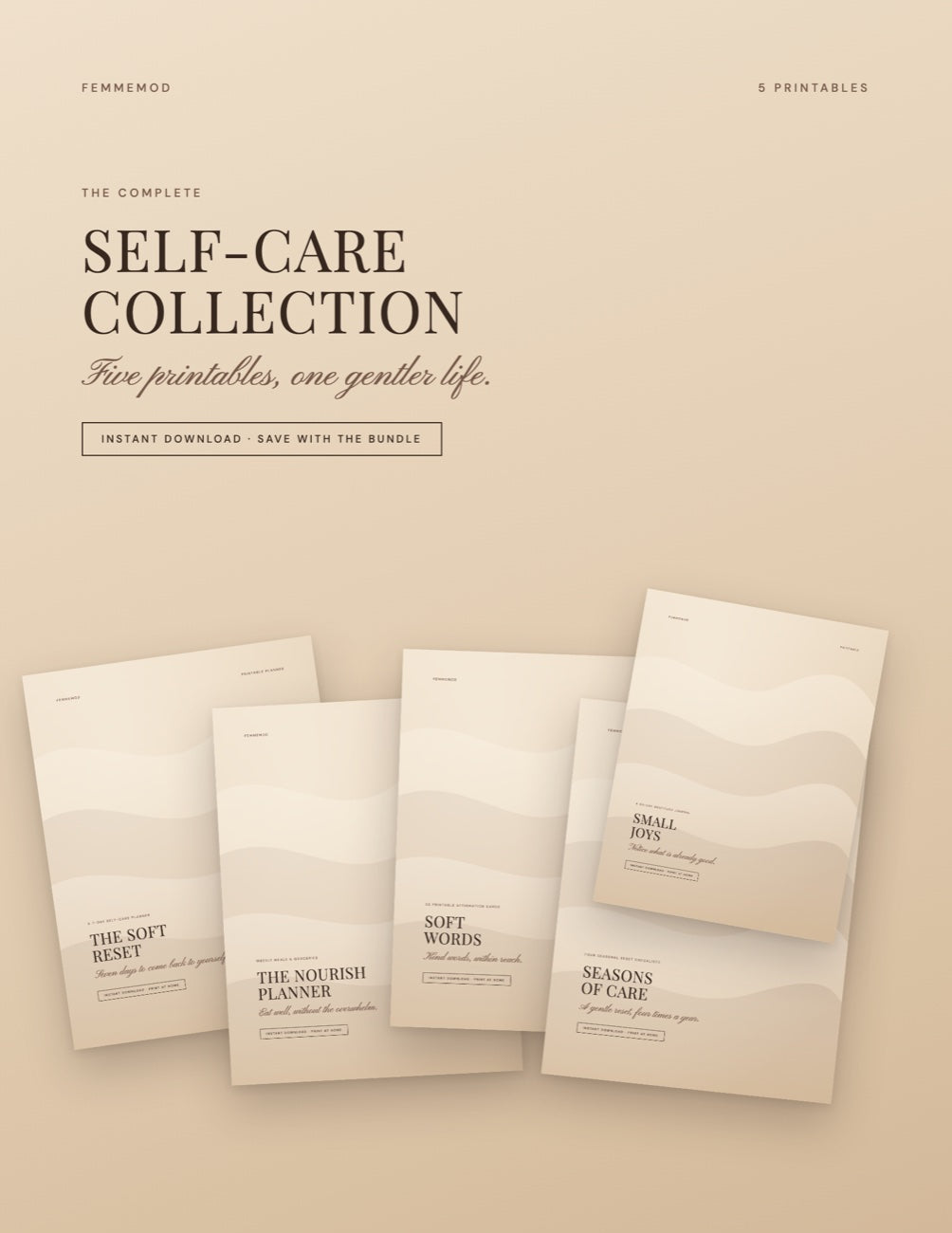 The Complete Self-Care Collection: five printable planners and journals
